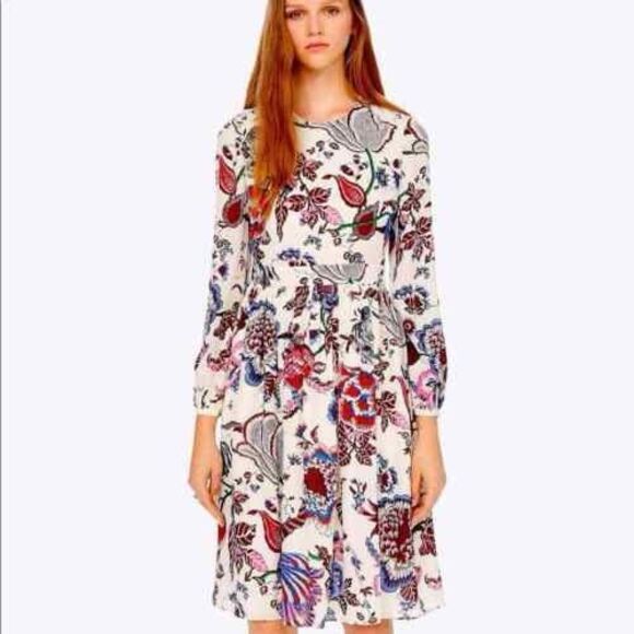 Tory Burch 100% silk London floral midi dress - Picture 1 of 9